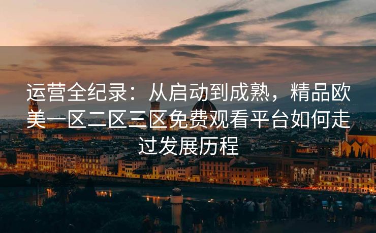 运营全纪录：从启动到成熟，精品欧美一区二区三区免费观看平台如何走过发展历程